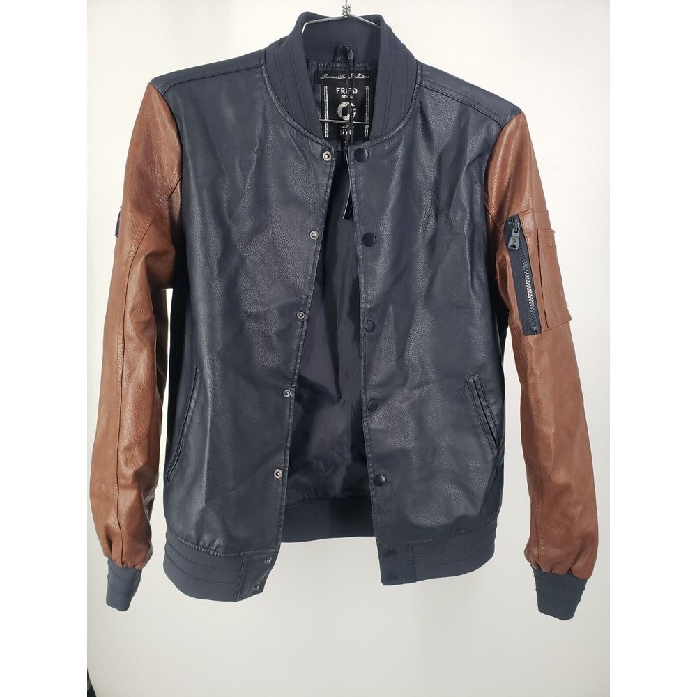 NEW Fried Denim NYC Brown & Navy Varsity Bomber Jacket Size:‎ Small NWT